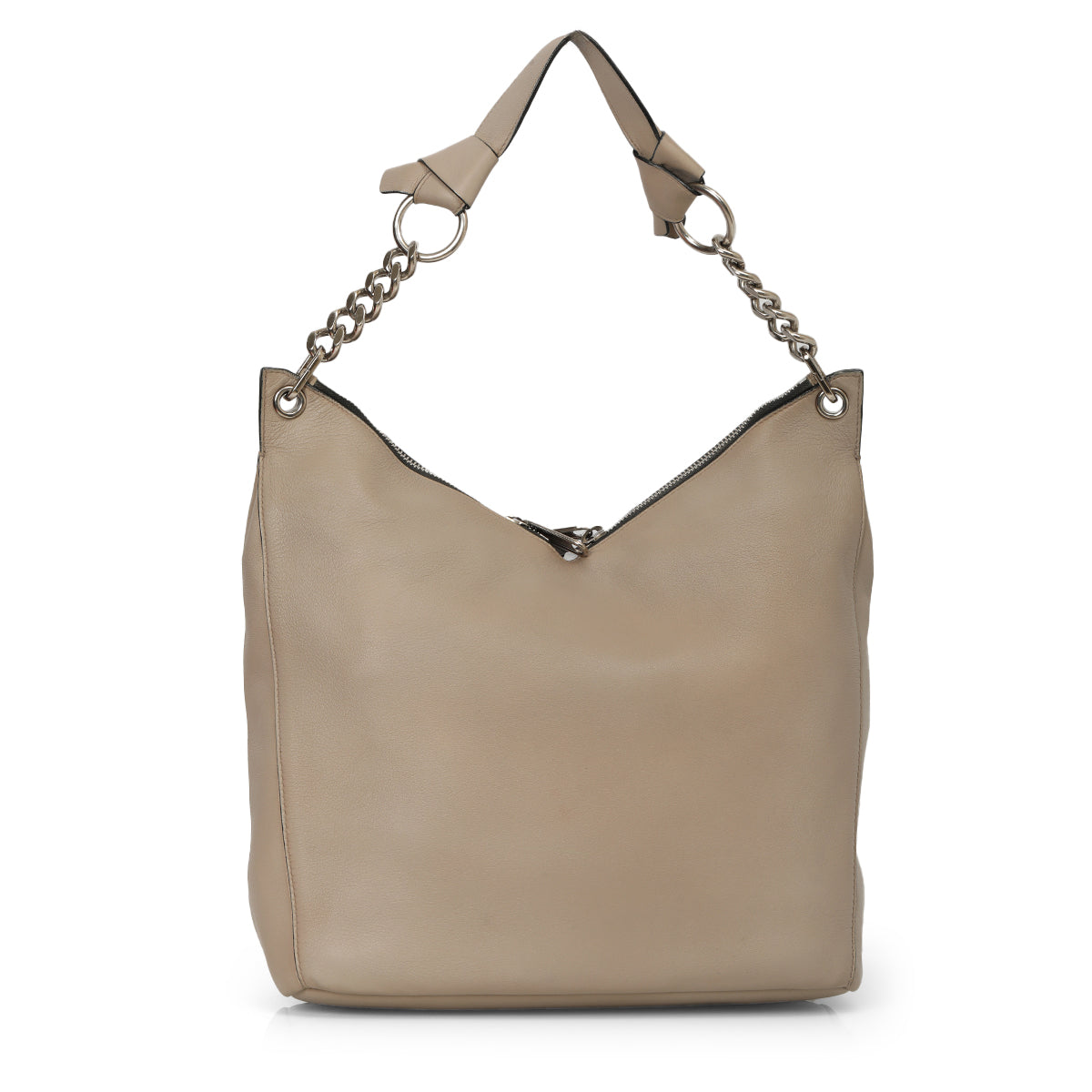 Chain Link Leather Hobo Bag One Size