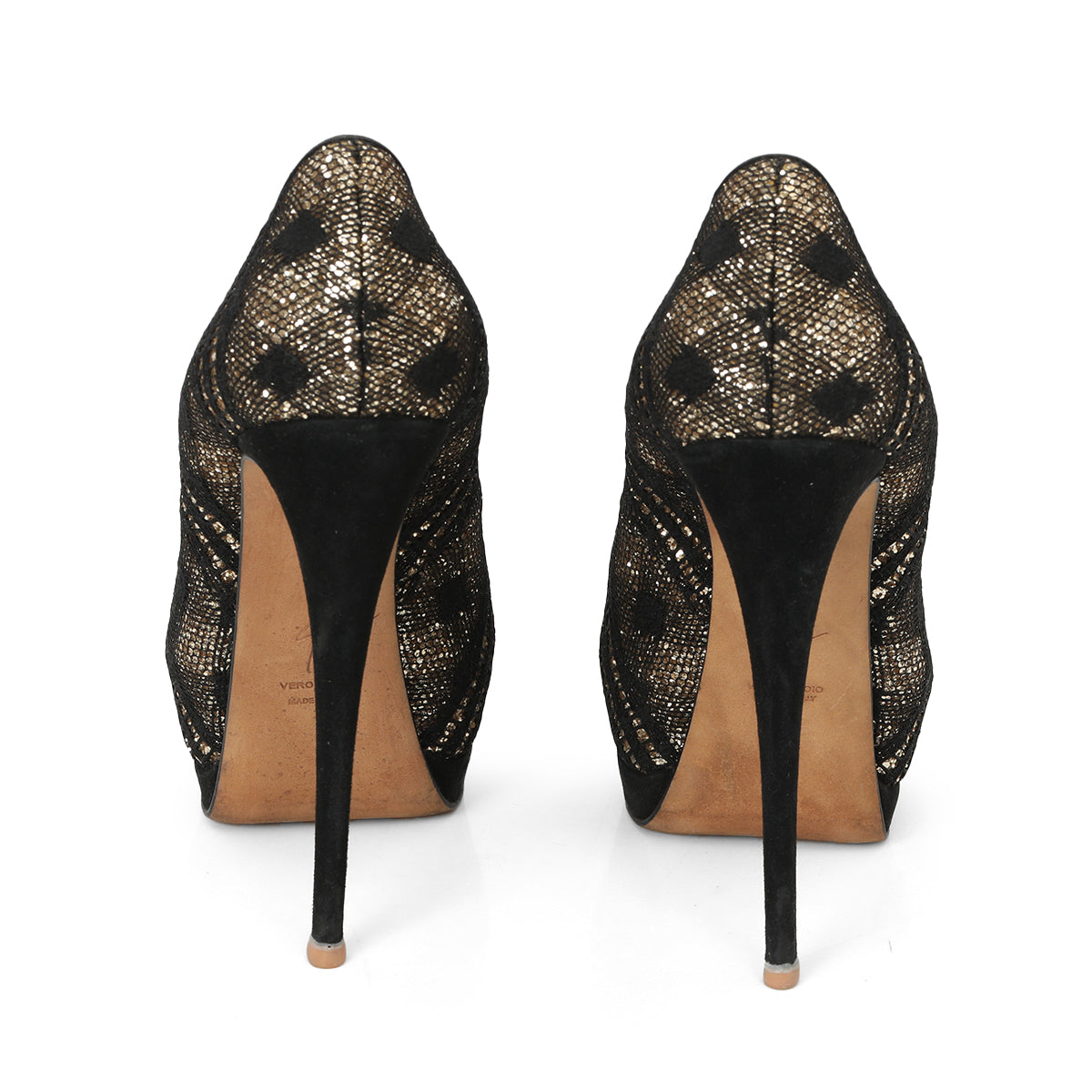 Coarse Glitter And Mesh Pumps Size: 39