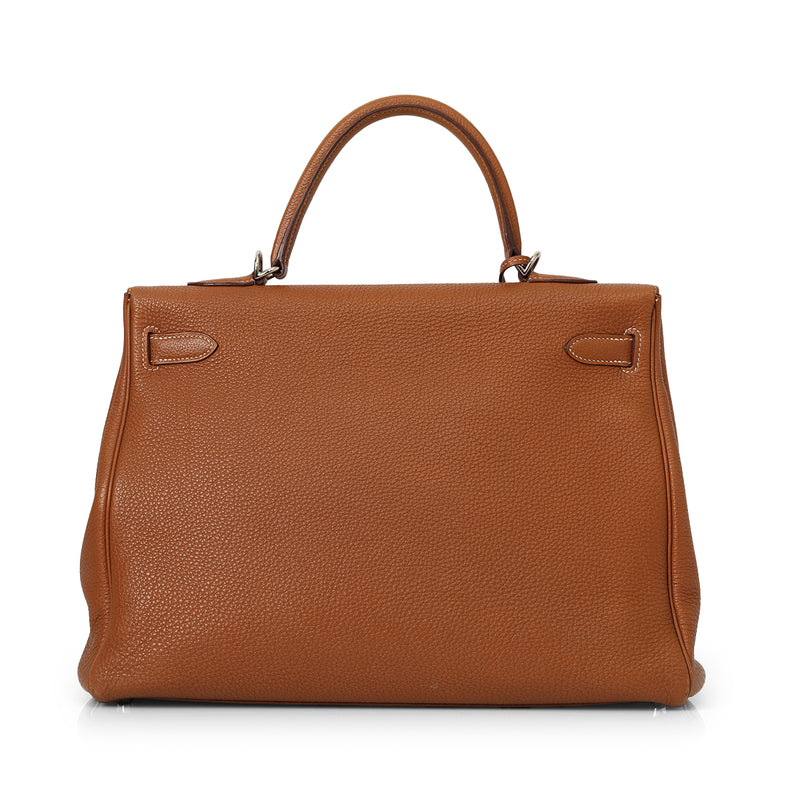 Kelly 35 Tan With Silver Hardware