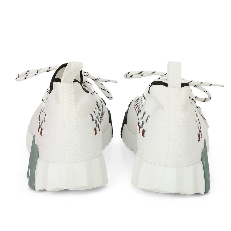 White Knit Fabric Flex Sneakers - 41.5
