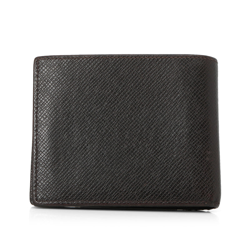 Brown Taiga Leather Bifold Wallet Small