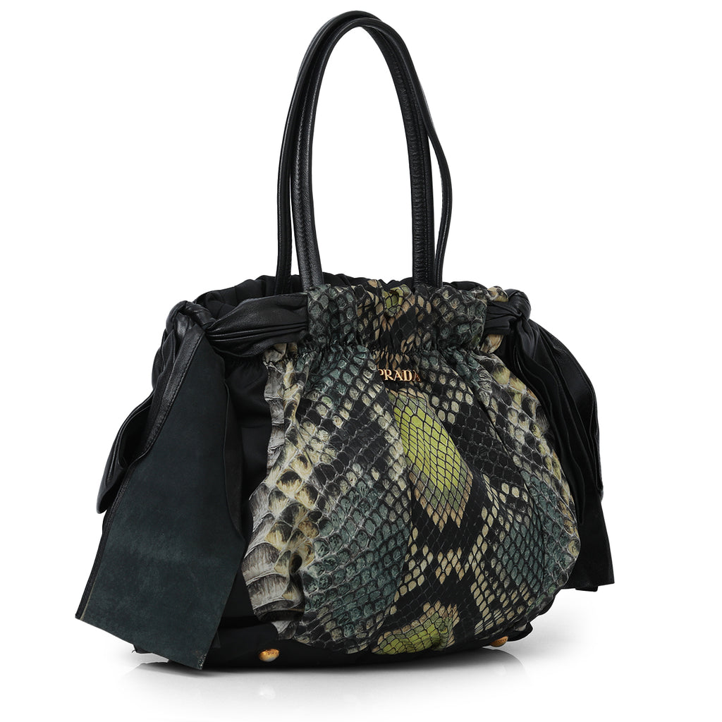 PRADA キーホルダー BAULETTO APERTO Shop Pre Owned Authentic Prada Nylon Stampata Pitone Bauletto
