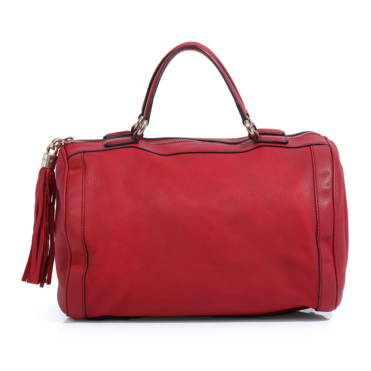 Red Pebbled Leather Soho Boston Bag