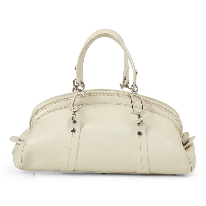 White Diorissimo Embroidered Flower Frame Satchel Bag One size