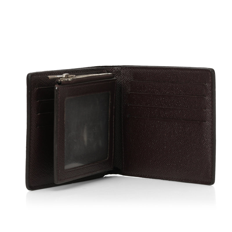 Brown Taiga Leather Bifold Wallet Small