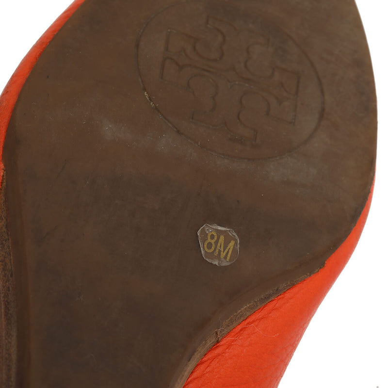 Orange Kitty Tumbled Leather EquestrianÂ Wedges/Size-8M