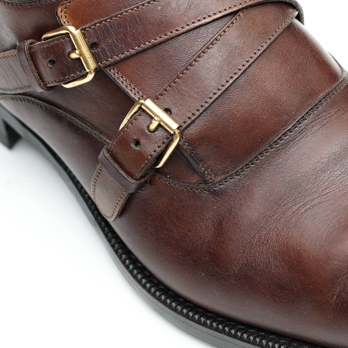 Tan Front Strap Leather Shoes