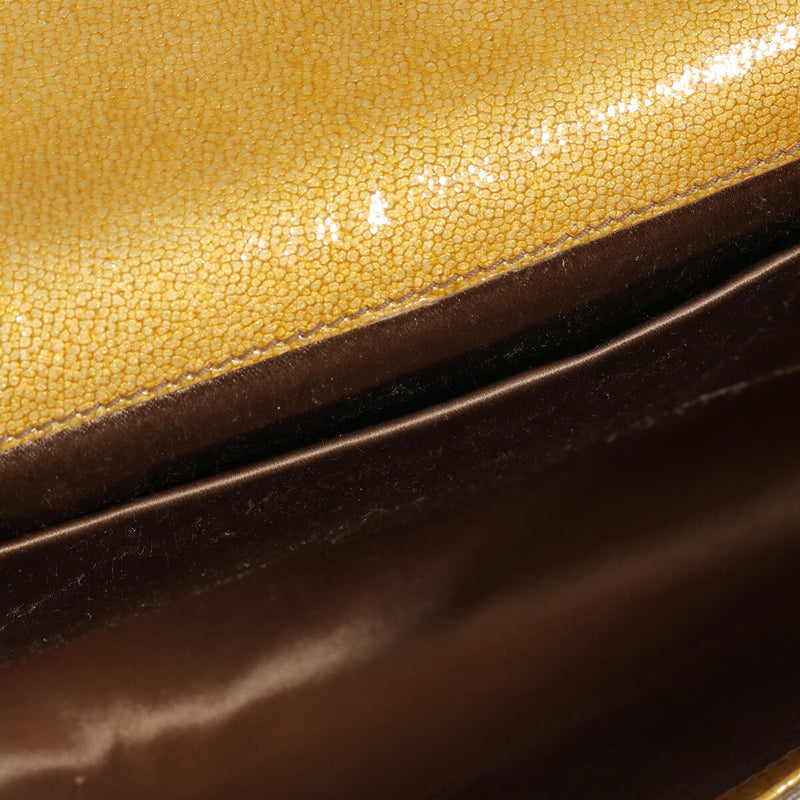 Mustard PatentÂ Leather Belle De Jour Clutch