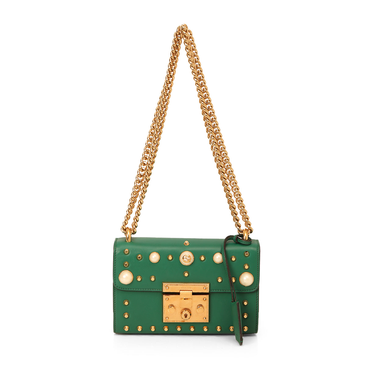 Green Leather Small Padlock Shoulder Bag