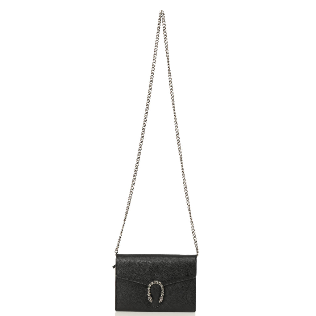 Shop Pre Owned Authentic Gucci Dionysus Black Leather Mini Chain