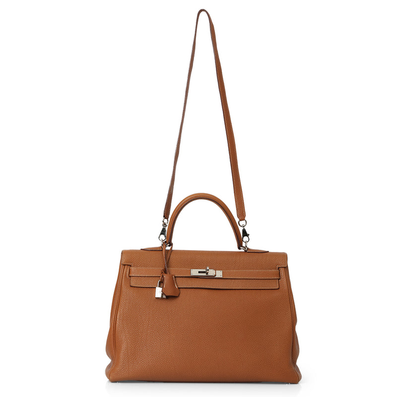 Kelly 35 Tan With Silver Hardware