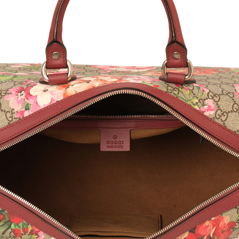 Pink Beige GG Supreme Canvas Blooms Boston Bag Supreme