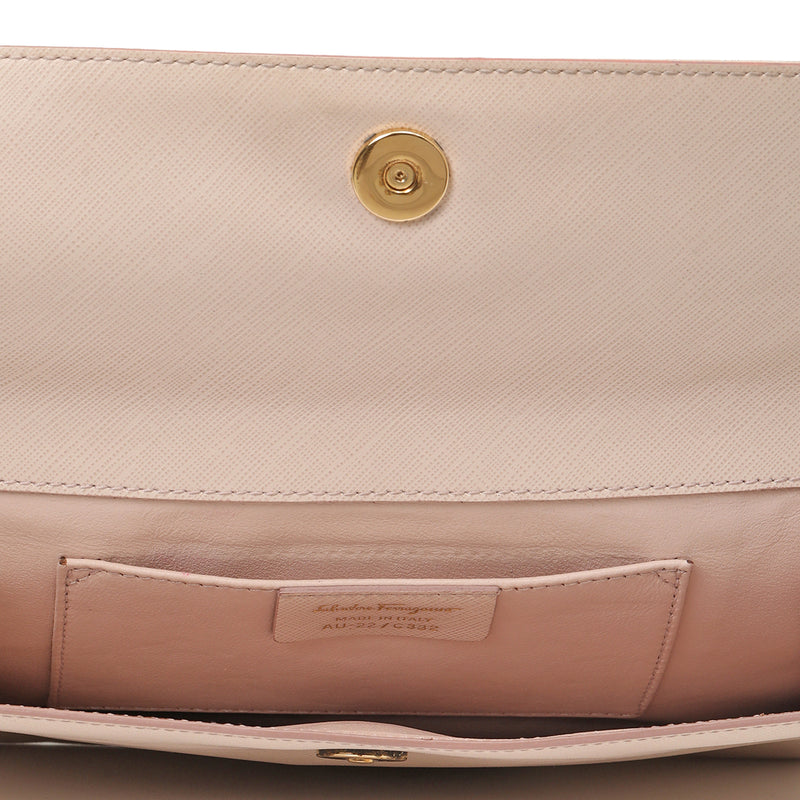 Beige leather Miss Varamah clutch