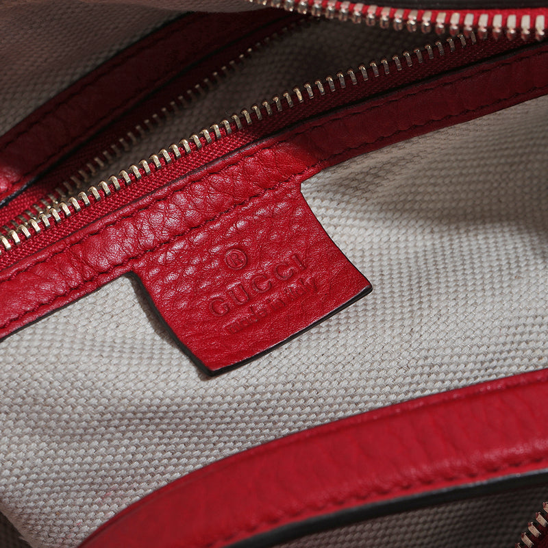 Red Pebbled Leather Soho Boston Bag