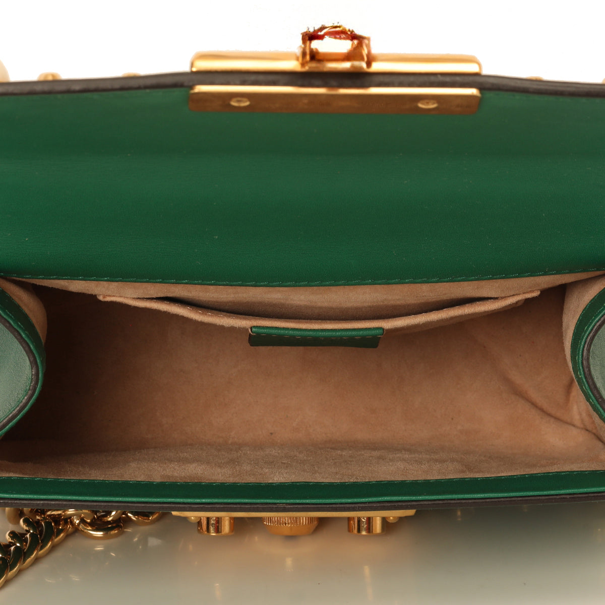 Green Leather Small Padlock Shoulder Bag