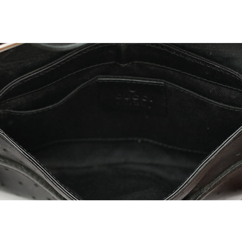 Reins Perforated Black Leather Mini Shoulder Bag