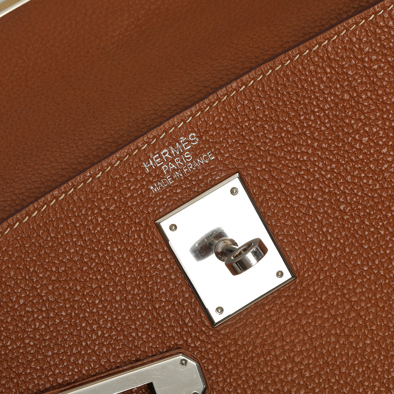 Kelly 35 Tan With Silver Hardware