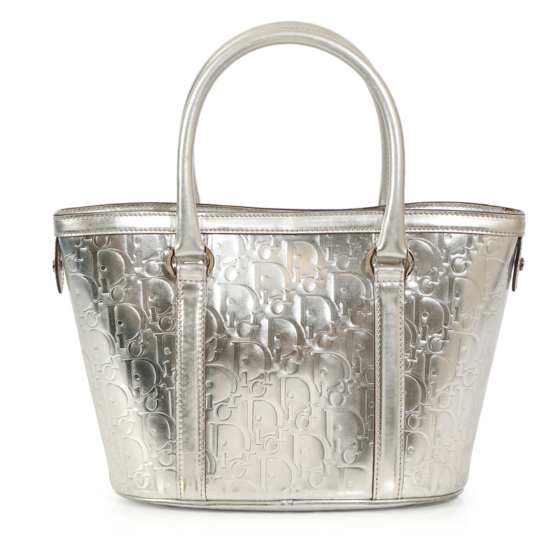 Christian Dior Oblique Metallic Silver Tote Bag Small-sold