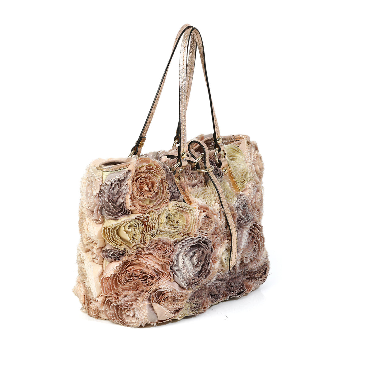 Blush Pink Organza and Leather Rosier Tote One Size