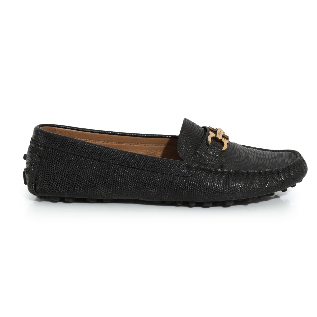 Black Gancini Leather Loafer Size 5M