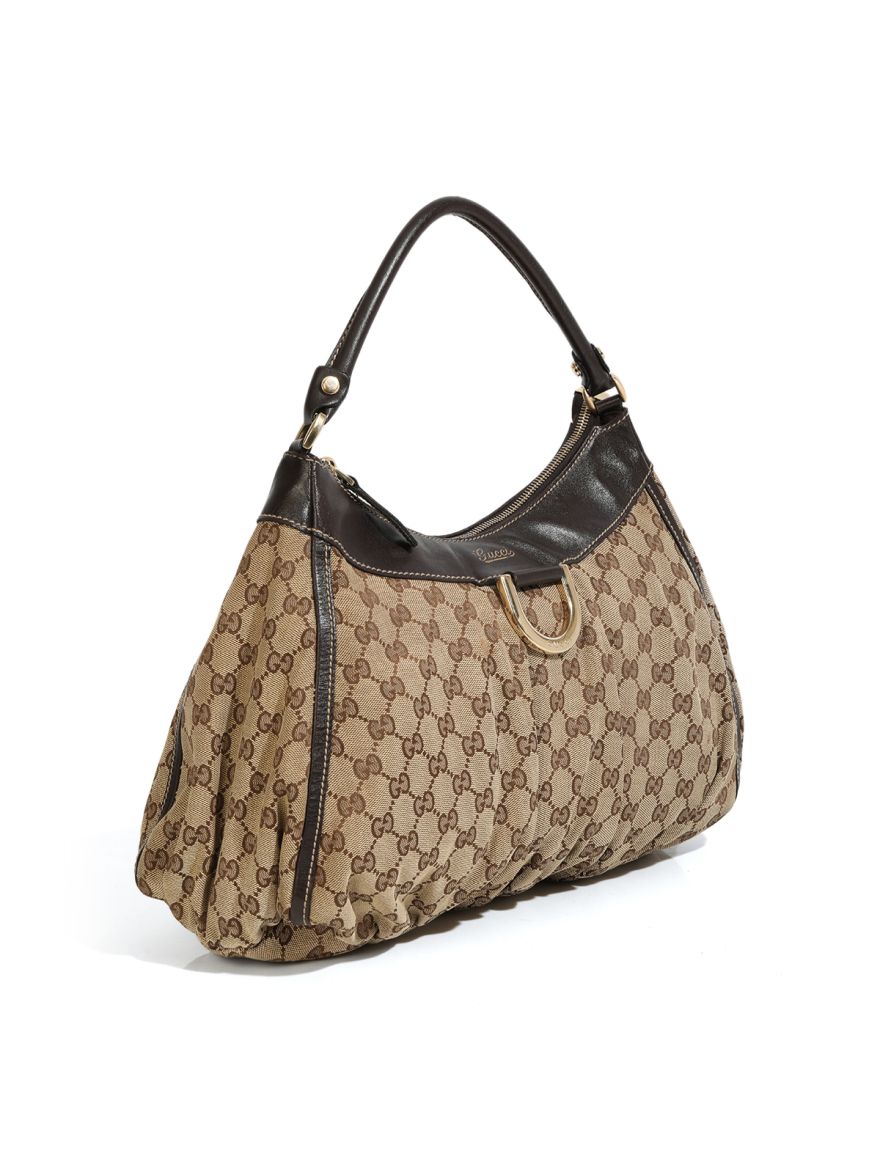 GG Canvas Abbey D-Ring Beige Hobo Medium