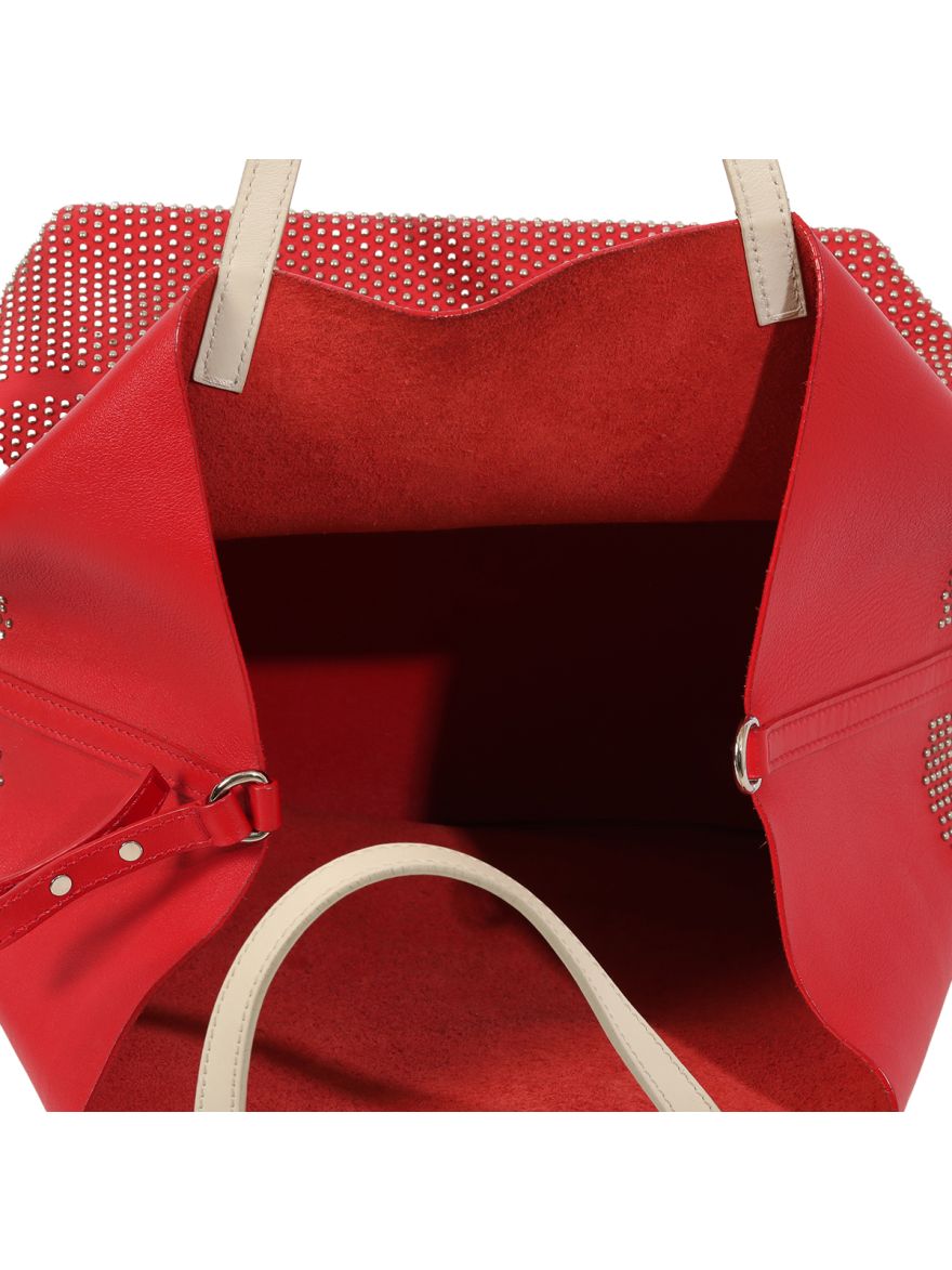 Red Beaded Tote Bag One Size