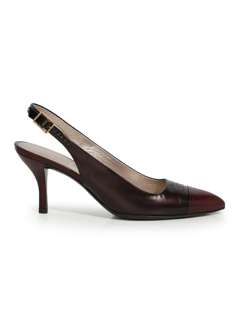 Brown Gradient Sling Back Sandals 5.5