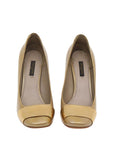 Beige and Gold Stripe Heels/Size-39.5 EUR