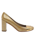 Beige and Gold Stripe Heels/Size-39.5 EUR