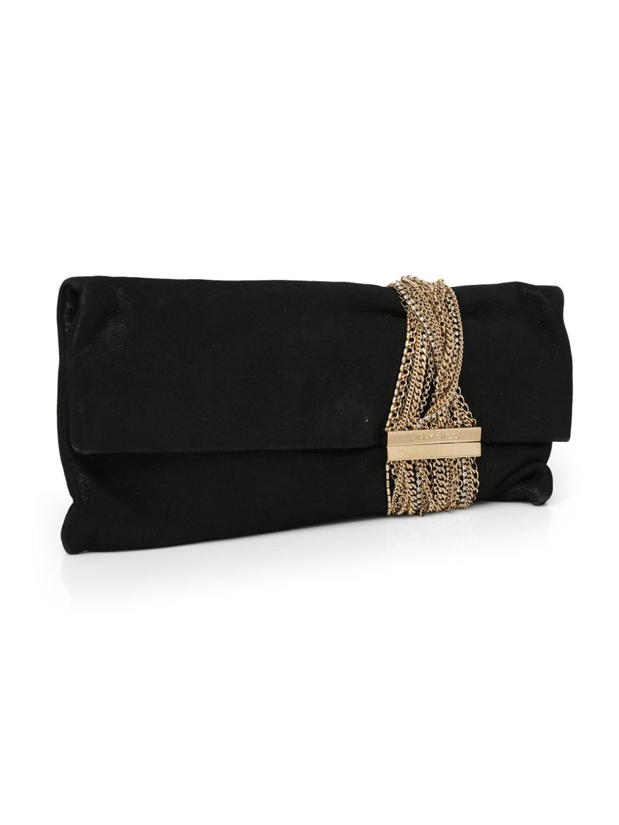 Black Shimmer Chandra Clutch One Size