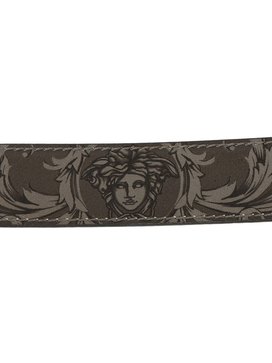 La Medusa Buckle Grey Printed Belt Size: 36