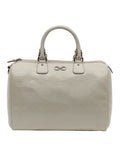 White Patent Leather Monogram Boston Bag