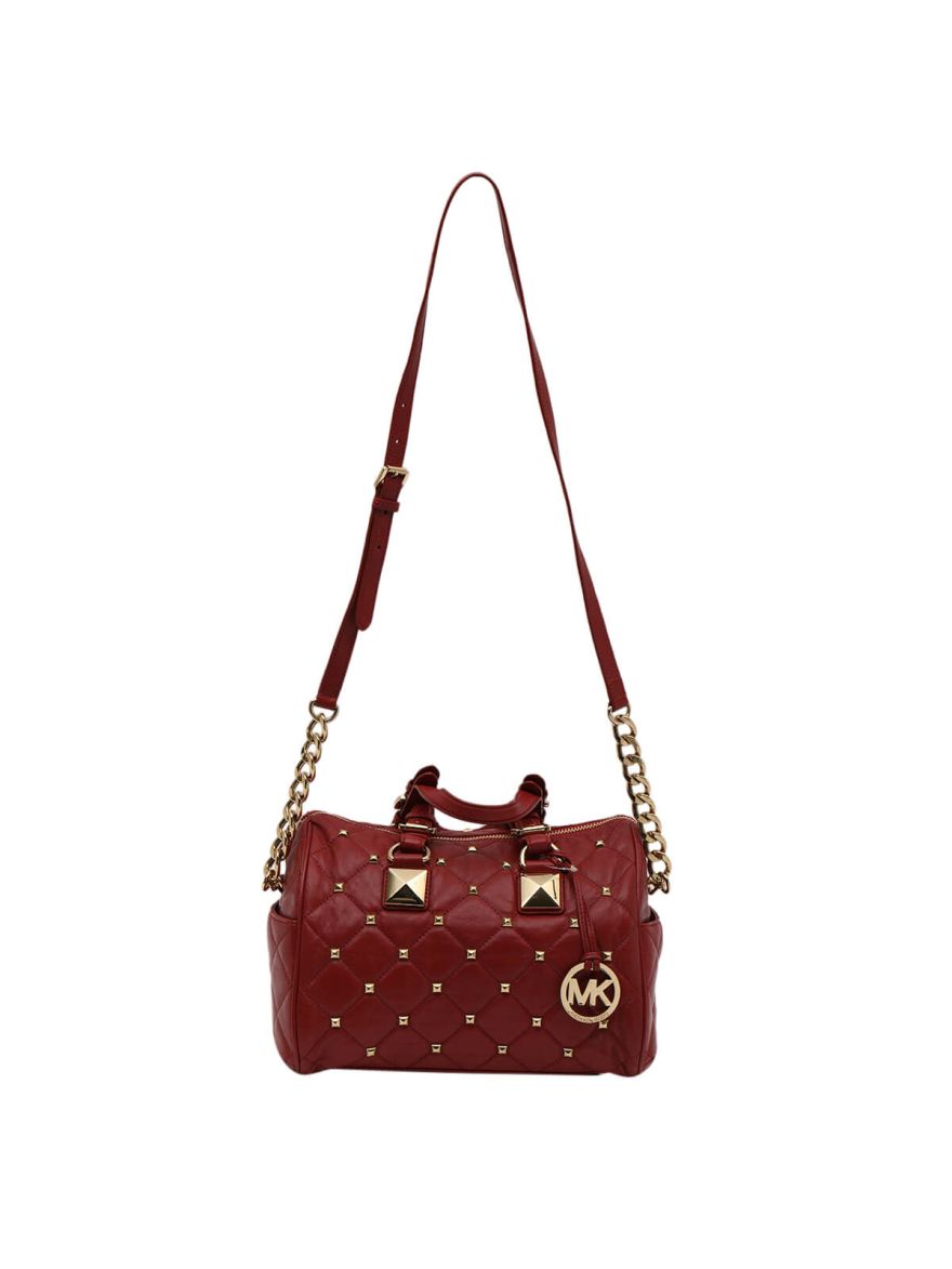 Red & Gold Studded Bag with Strap