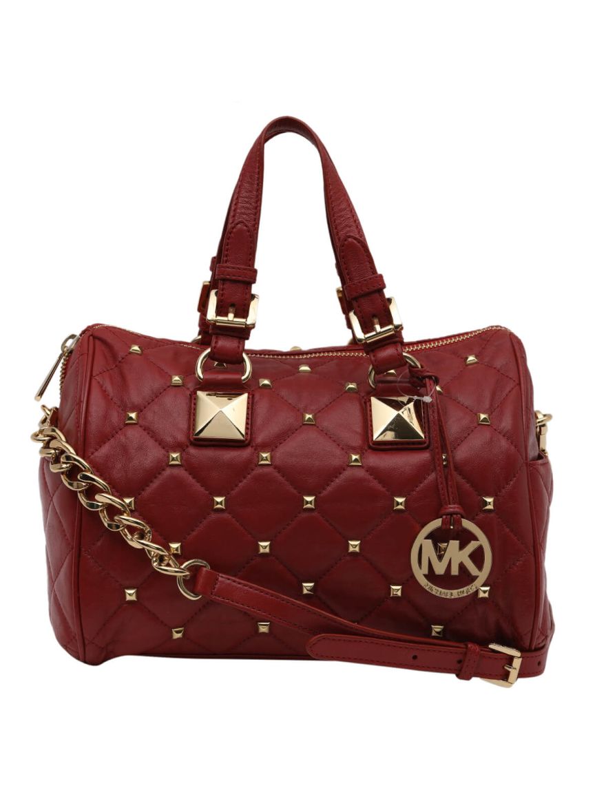 Red & Gold Studded Bag with Strap