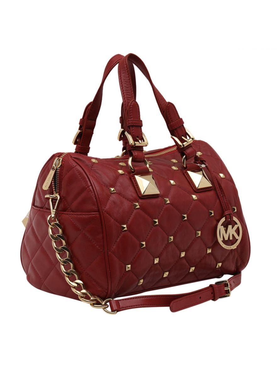 Red & Gold Studded Bag with Strap