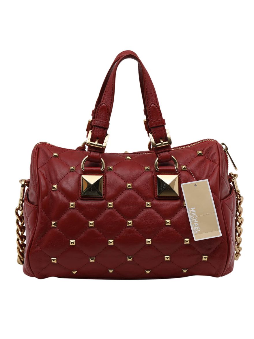 Red & Gold Studded Bag with Strap