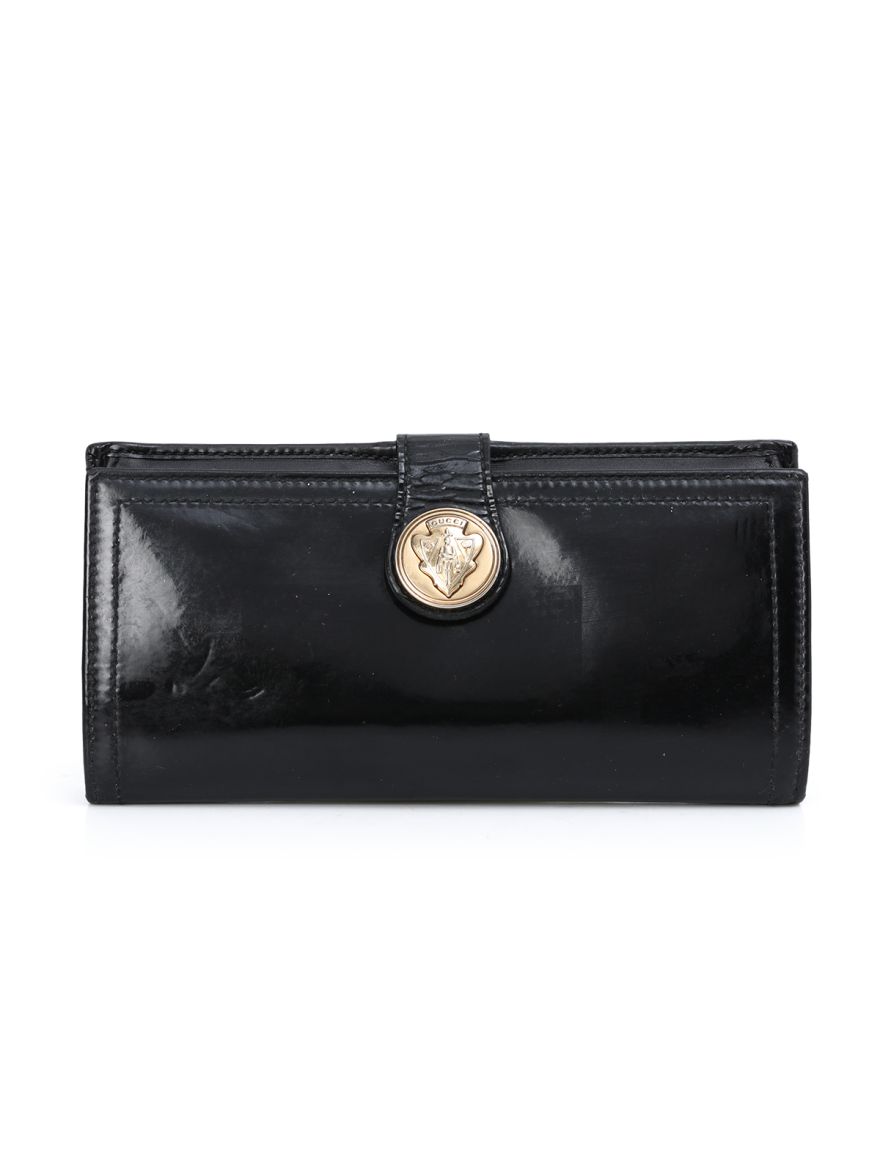 Black patent Leather Flap Wallet