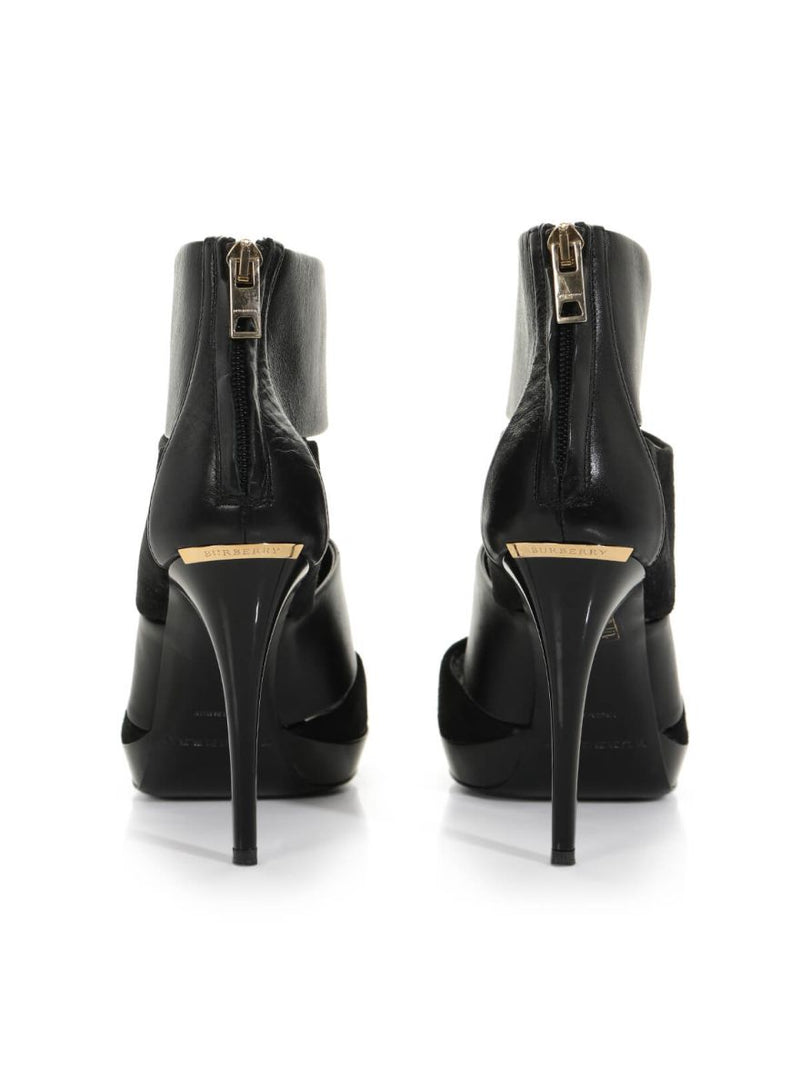 Leather and Suede Strappy Black Sandals /Size-36 EUR