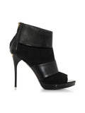 Leather and Suede Strappy Black Sandals /Size-36 EUR