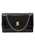 Black Patent Leather Flap Sling Bag