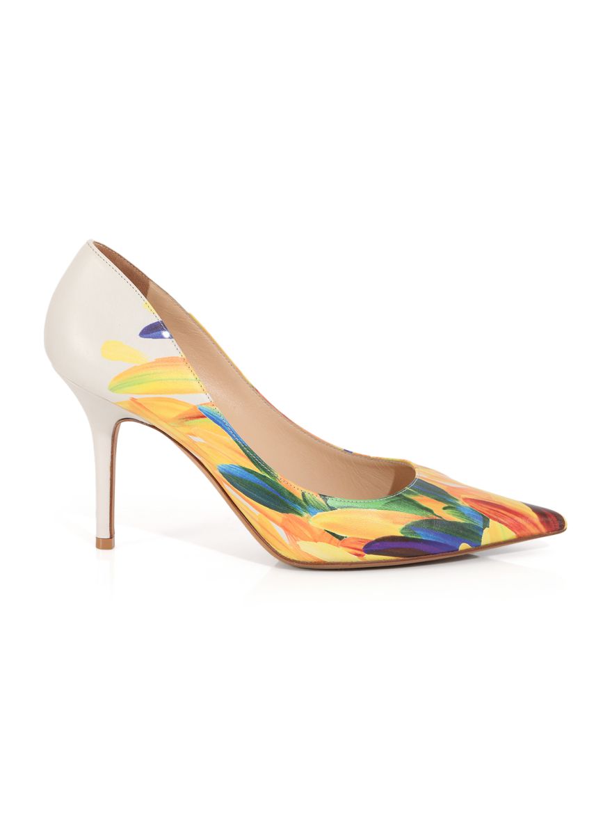 Anouk Feather Print Pumps, With  Multicolour Printed Scarf Combo Size 39