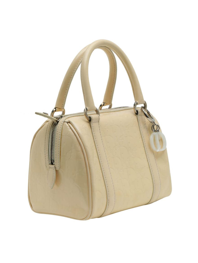 Beige Monogram Patent Leather Boston Bag