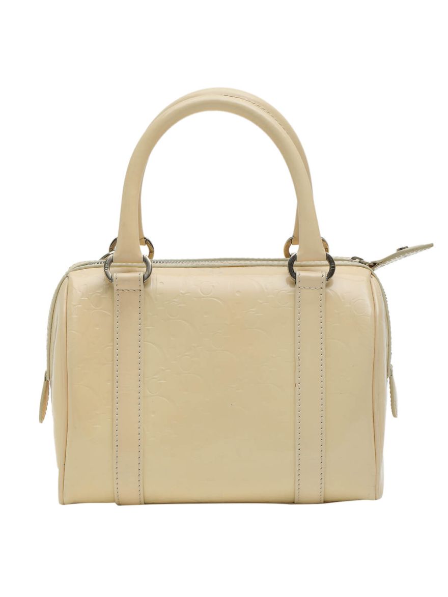 Beige Monogram Patent Leather Boston Bag