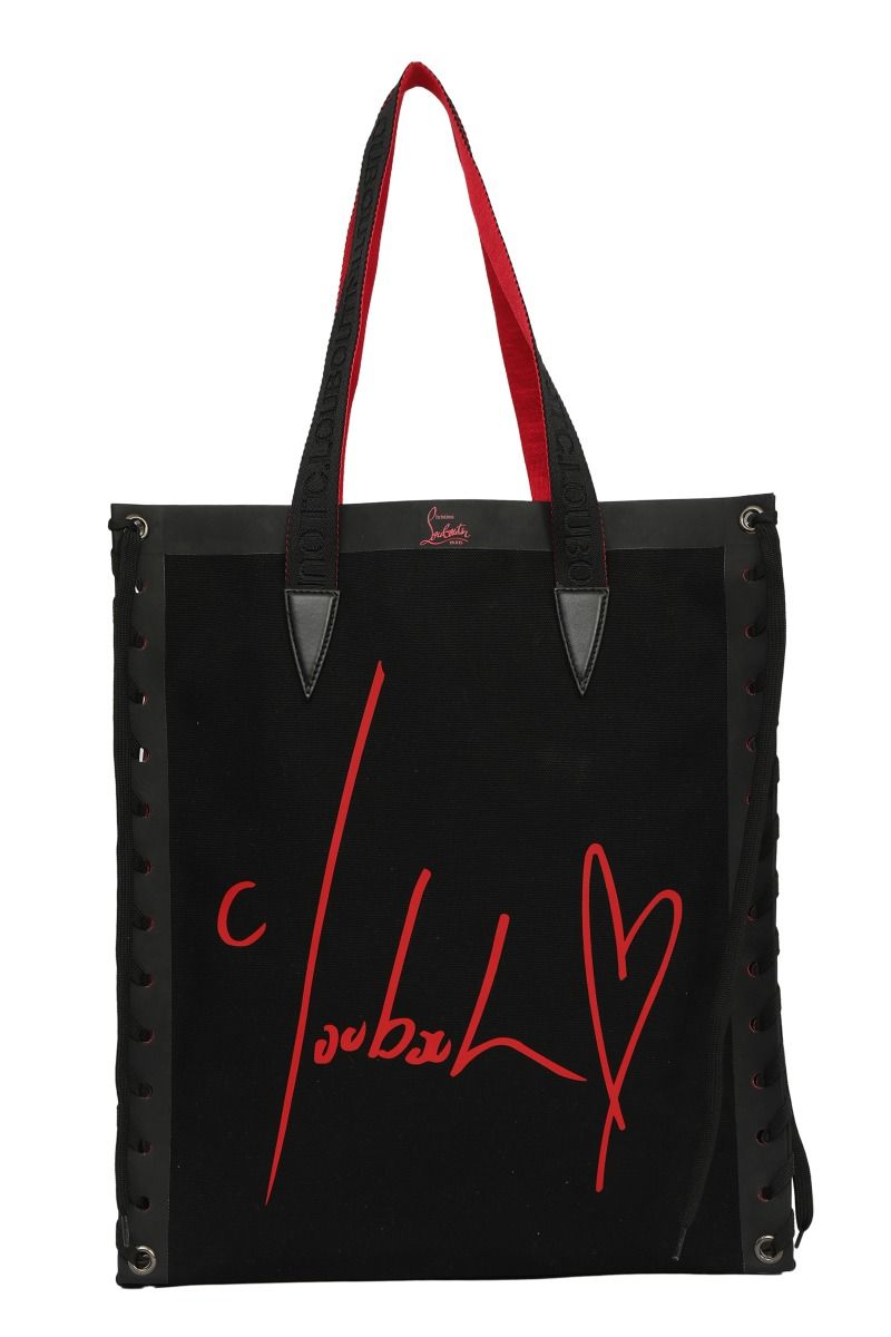 Christian Louboutin Lace-Trimmed Cabalace Canvas Tote Small