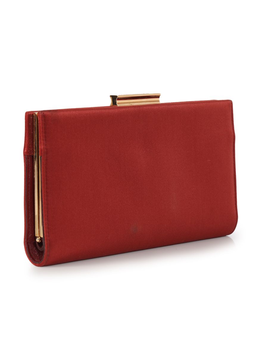 Red Evening Clutch With Chain Small