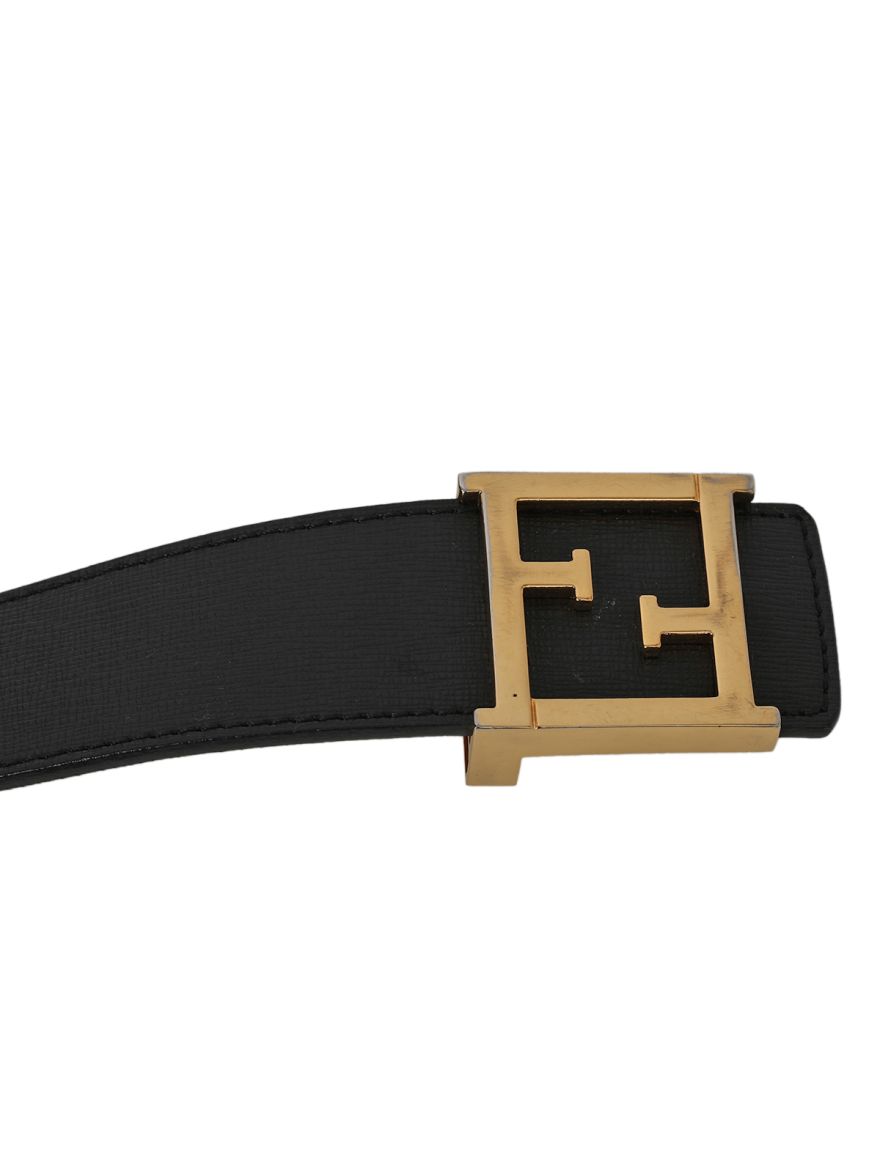 Black Leather FF Logo Buckle Belt90/36