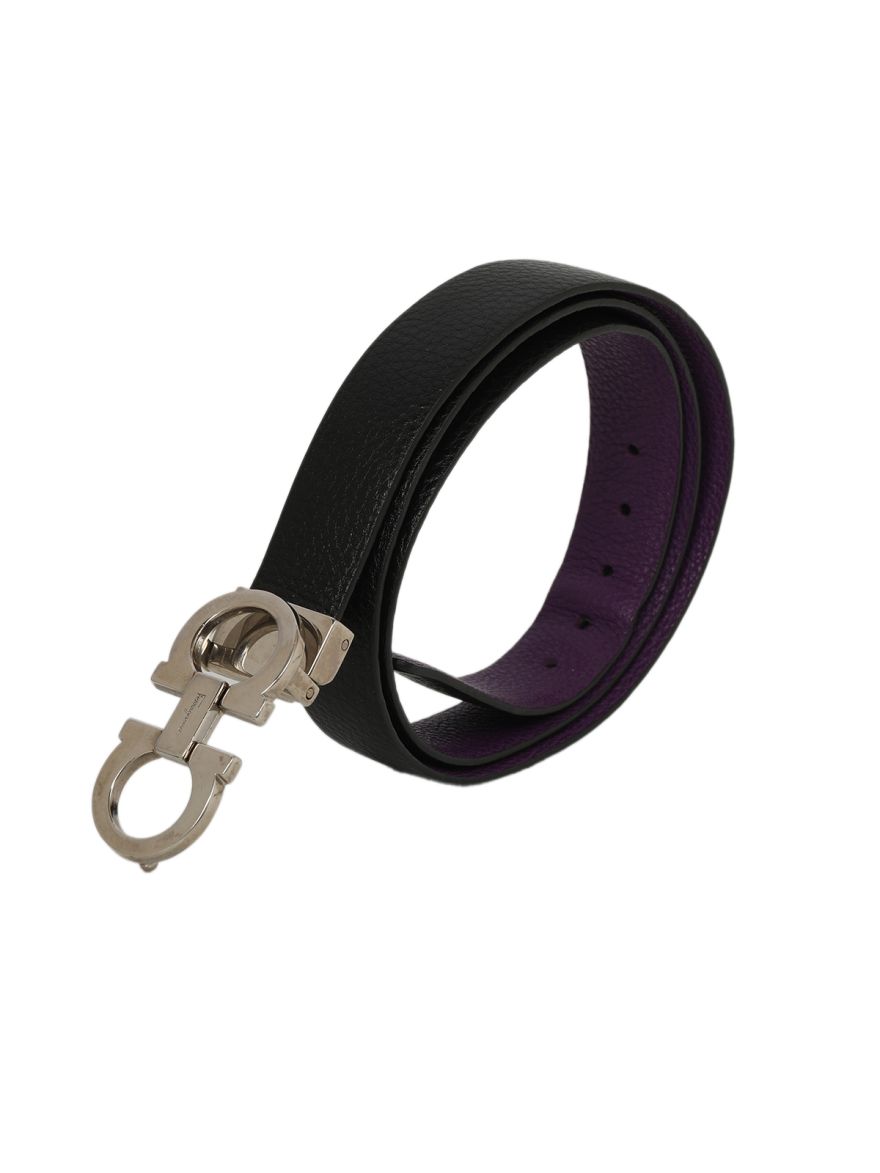 Purple Leather Gancini Buckle Belt Size- 90/36