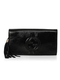 Black Leather Soho Clutch Small