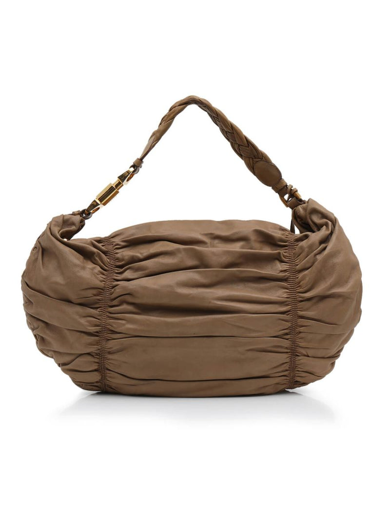 Braided Handle Tan Shoulder Bag