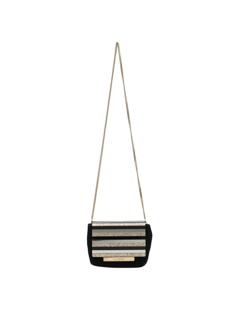 Suede And Glitter Finished Shoulder Bag